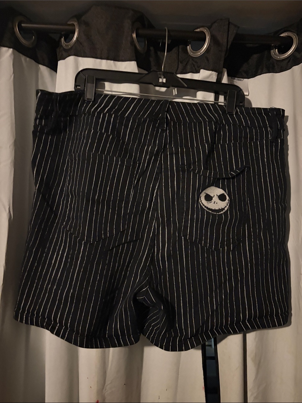 Woman’s Nightmare Before Christmas Jack Skellington pinstriped shorts